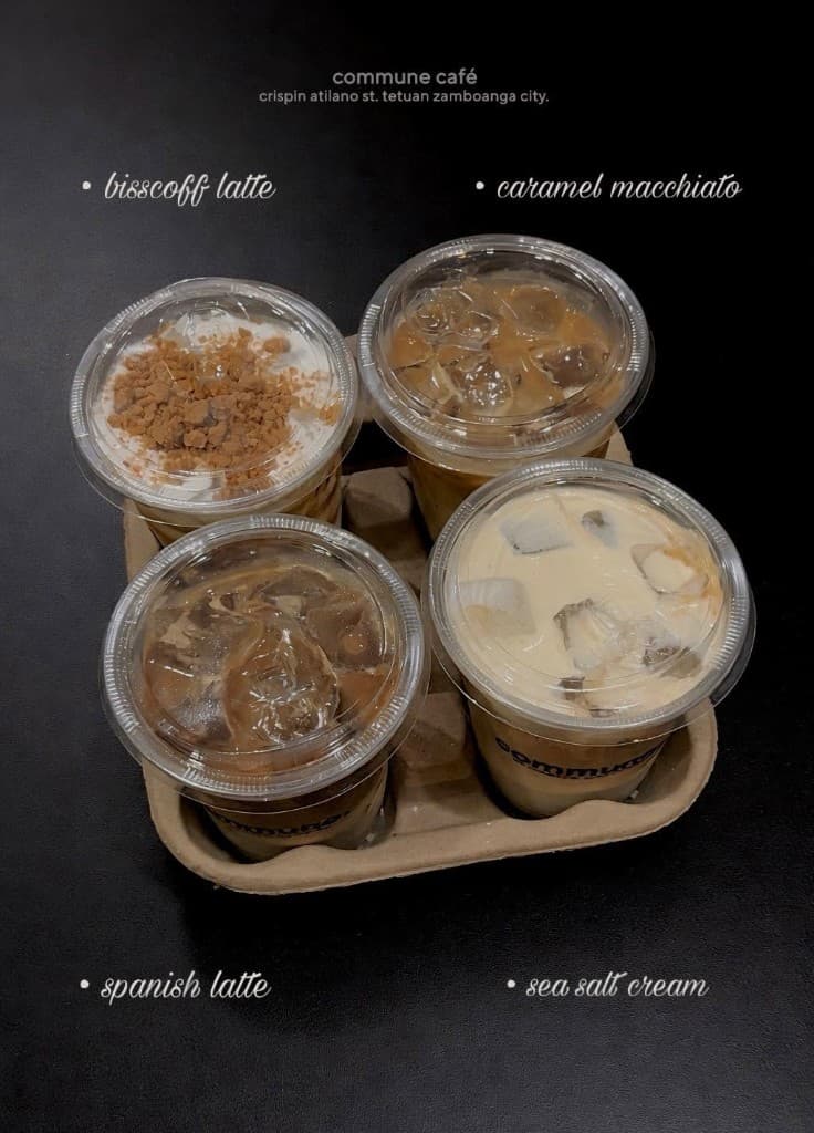 Biscoff latte, caramel macchiato, Spanish latte, sea salt cream