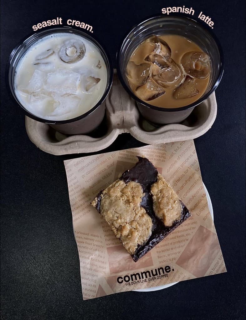 Sea salt cream, Spanish latte, and brownie